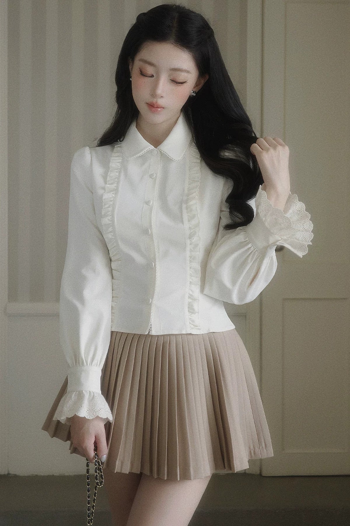 Impression Lapel Button Vest With Shirt  Set-Up