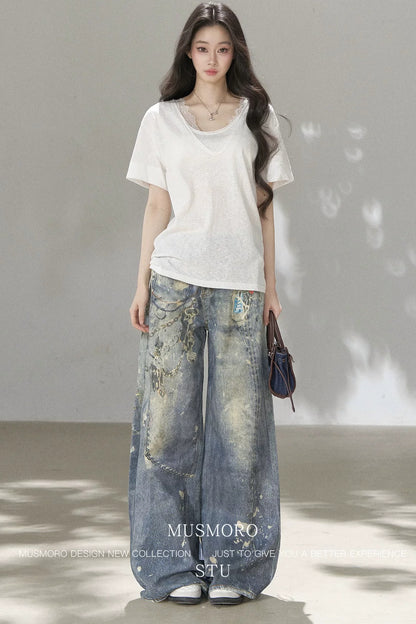 Punk Chain High-Waisted Jeans