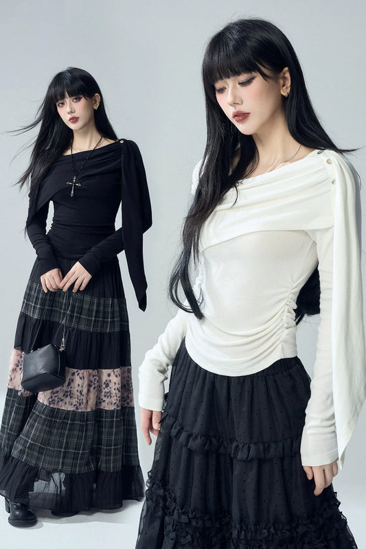 Long Sleeve Cape Shawl Top