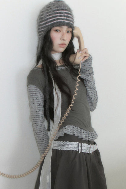 Star Stripe Layered-Look Top and Skirt Set-Up