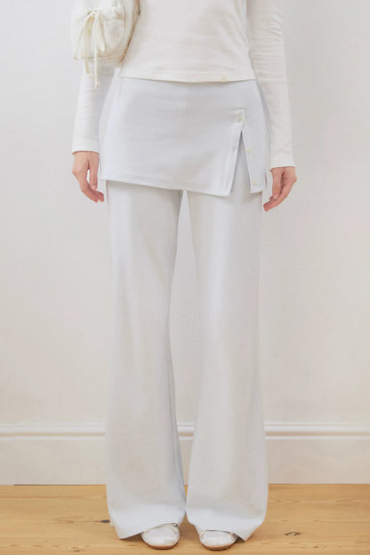 Layered-Look Slit Flared Pants