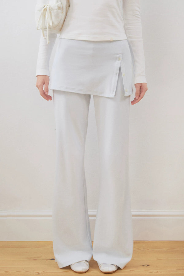 Layered-Look Slit Flared Pants