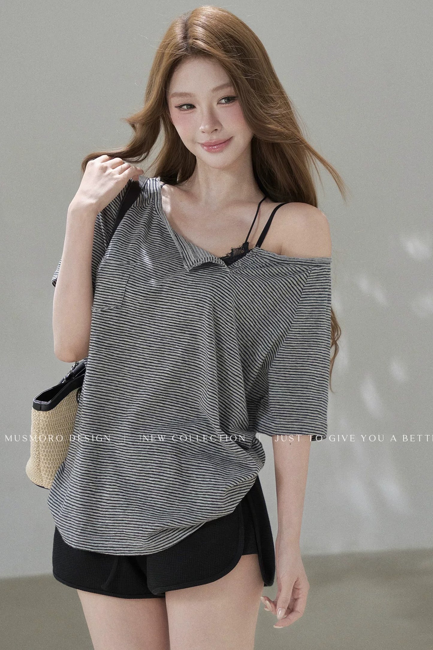 Fine Striped Double-Layered Top