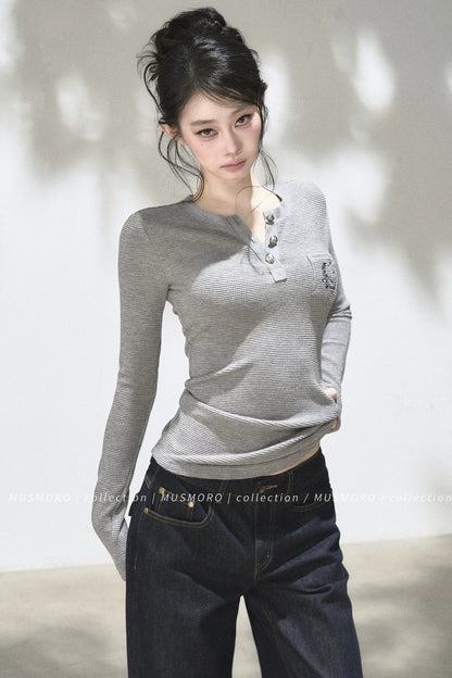 Embroidered Waffle Knit Top