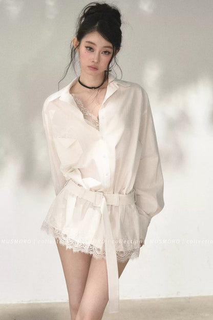 Eyelash Lace Shirt Dress