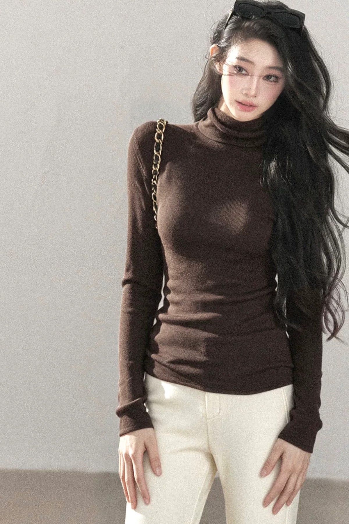 Mock Neck Knit Base Layer Top