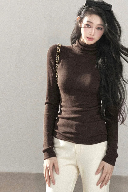 Mock Neck Knit Base Layer Top