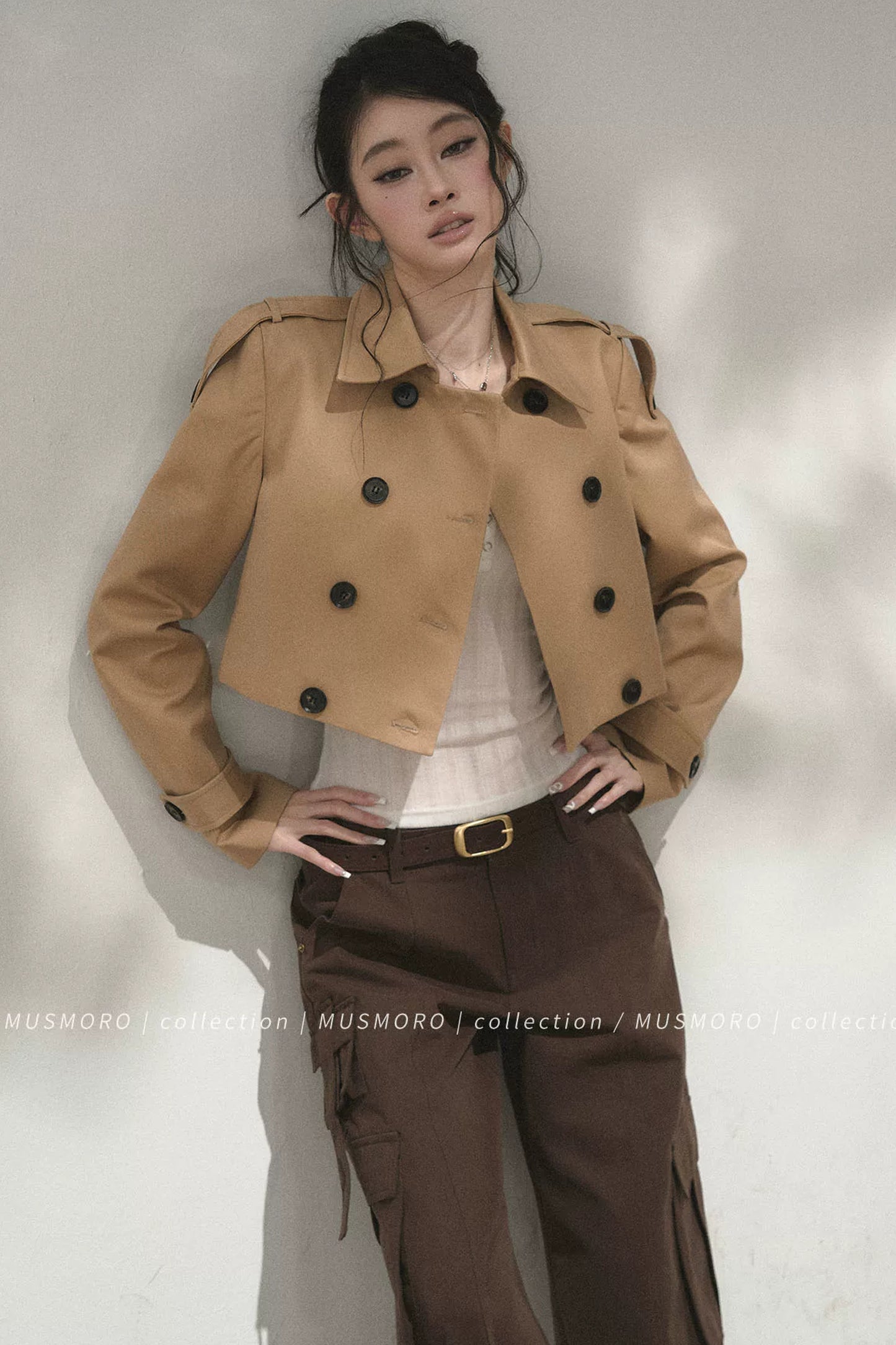 High-Waisted Double-Breasted Trench Coat