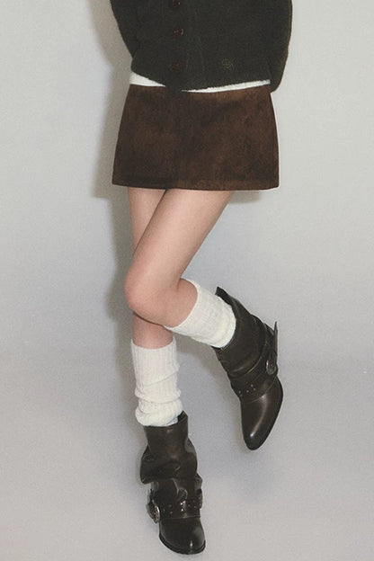Retro Suede A-Line Skirt