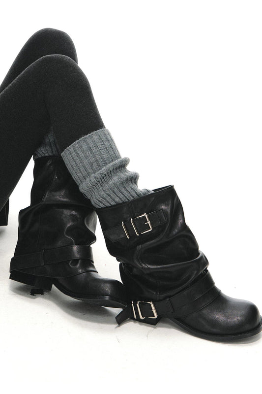 Western Stacked Buckle Boots