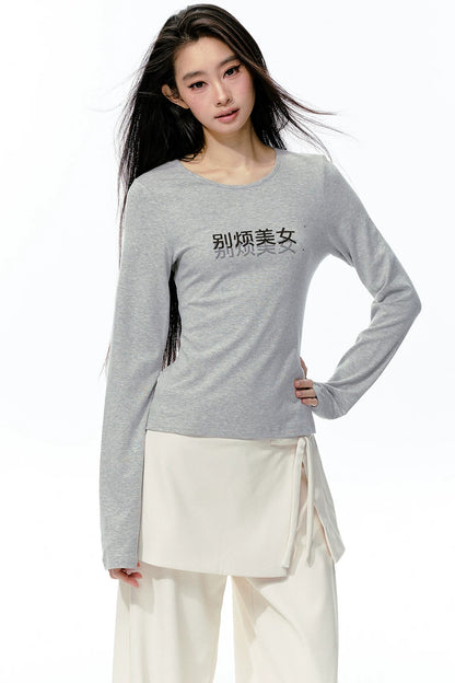 Tee-shirt à manches longues en maille avec imprimé strass