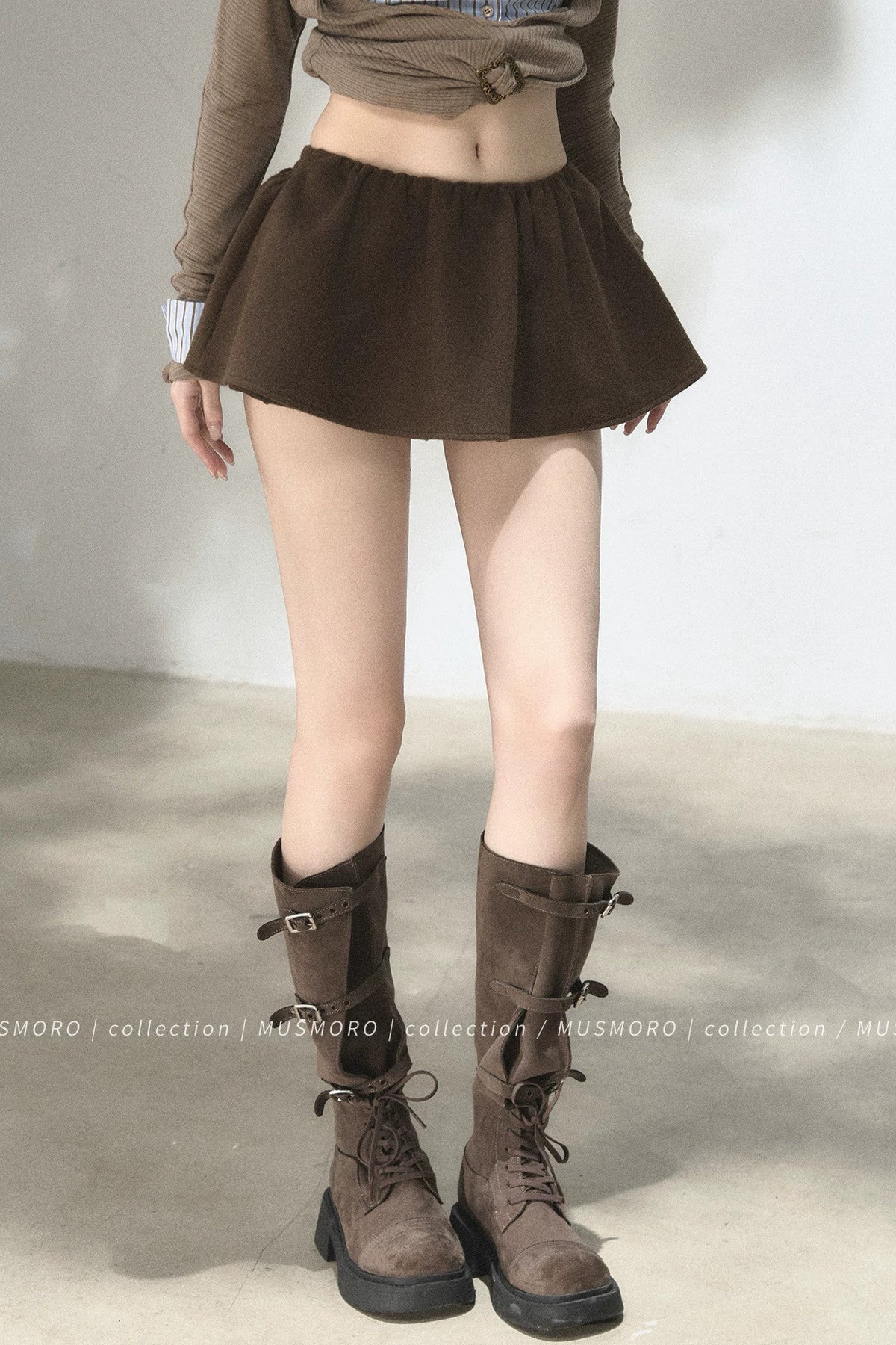 Elastic Waist A-Line Skirt
