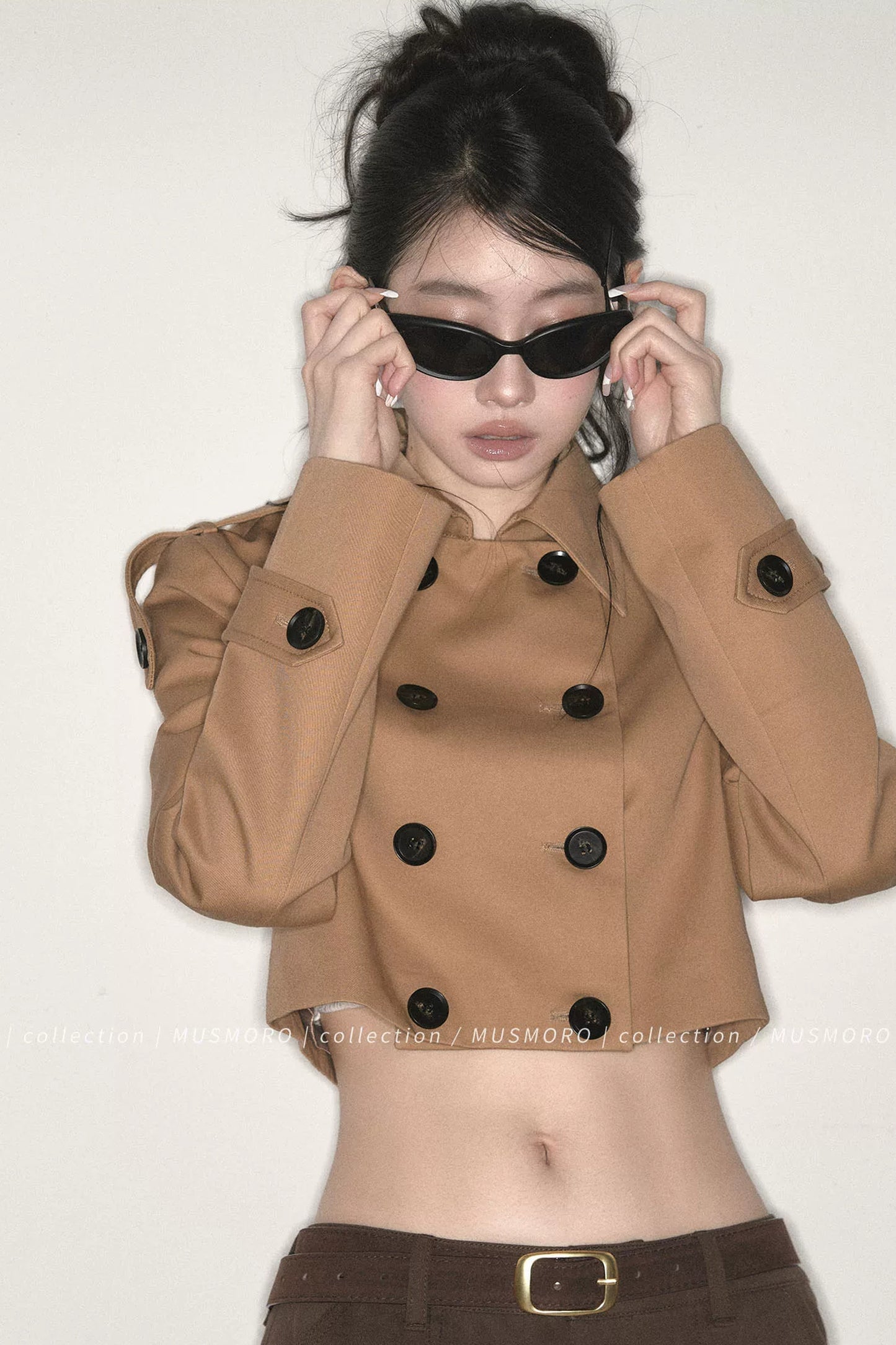 High-Waisted Double-Breasted Trench Coat