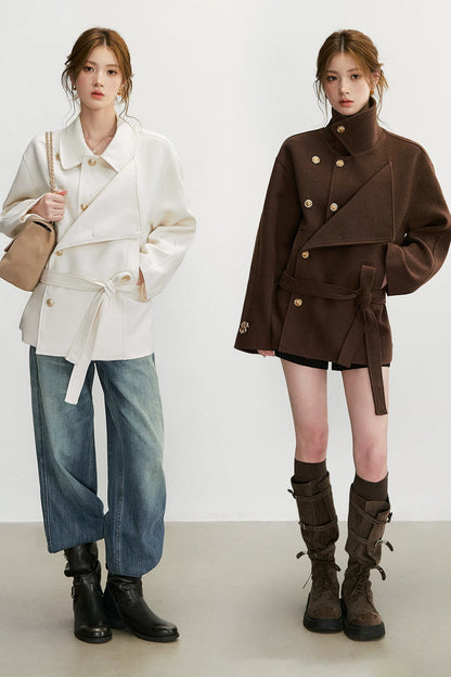Double-Breasted Wool Blend Jacket