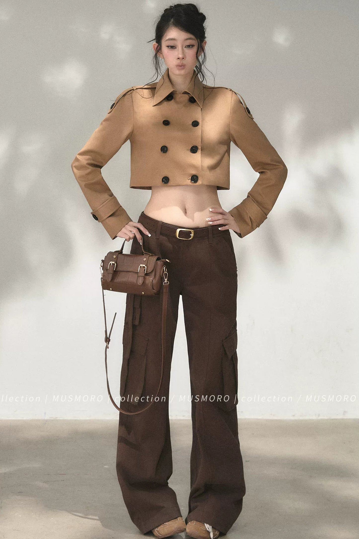 High-Waisted Double-Breasted Trench Coat
