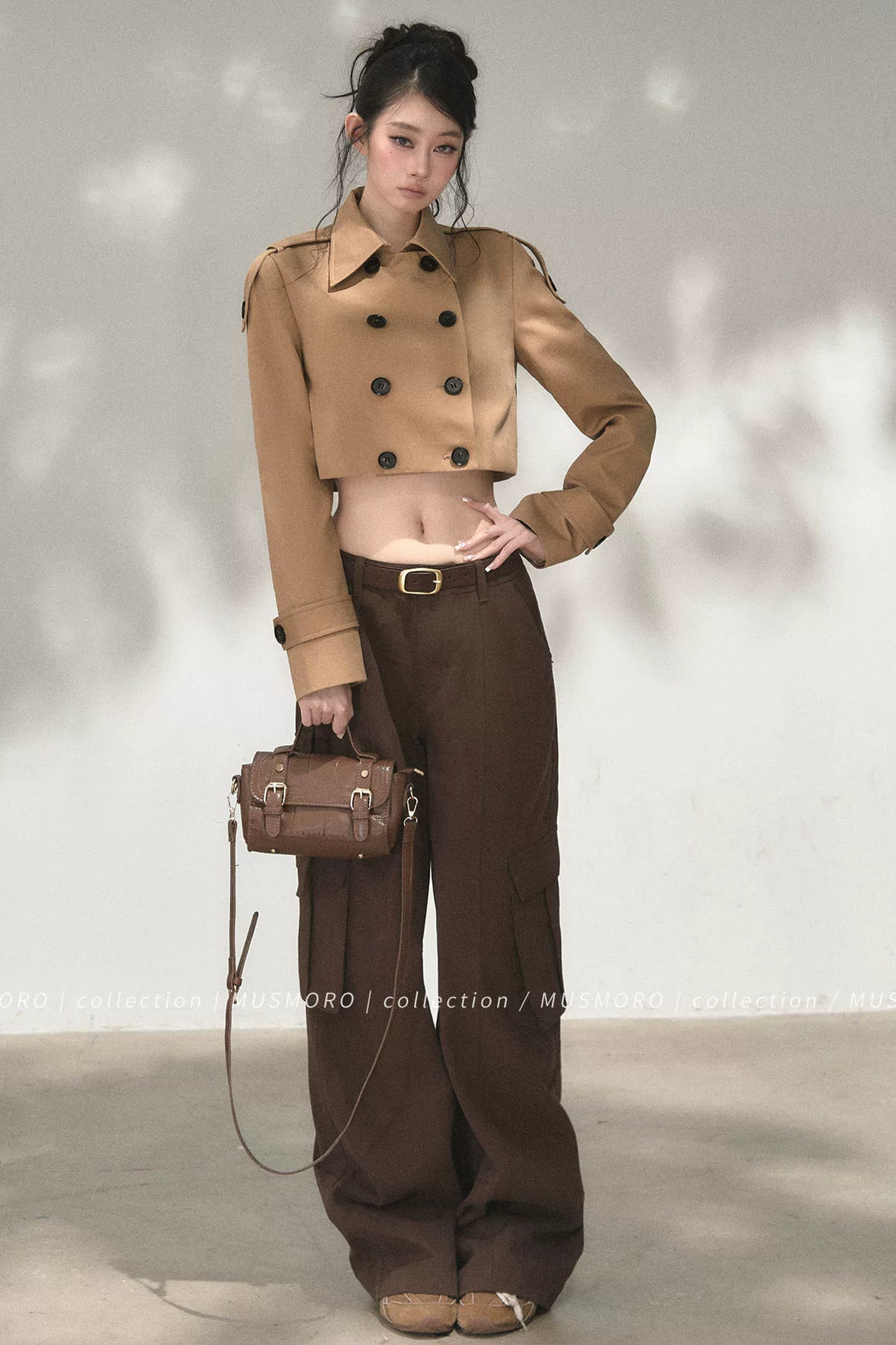 High-Waisted Double-Breasted Trench Coat