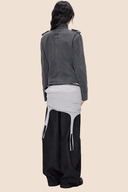 Palace Style Washed Distressed Denim Jacket