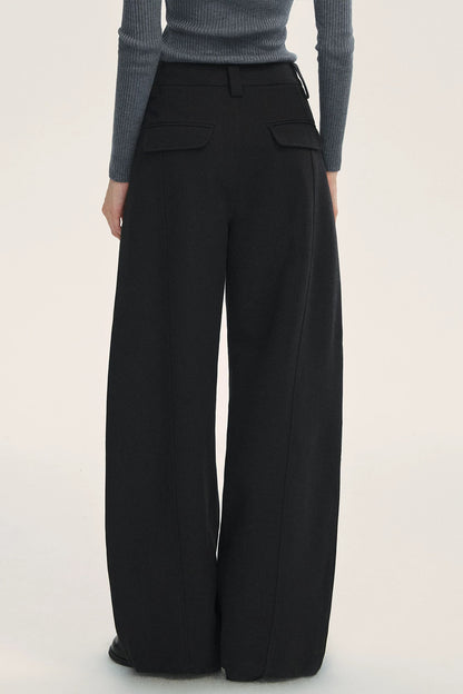 Black High-Waisted Woolen Pants
