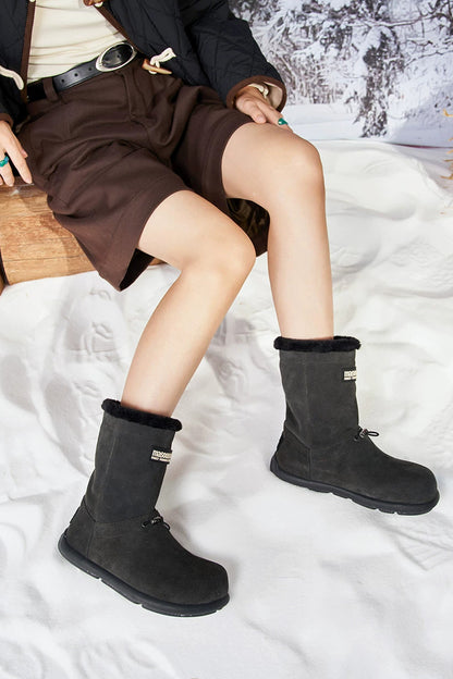 Fleece-Lined Flat Snow Boots