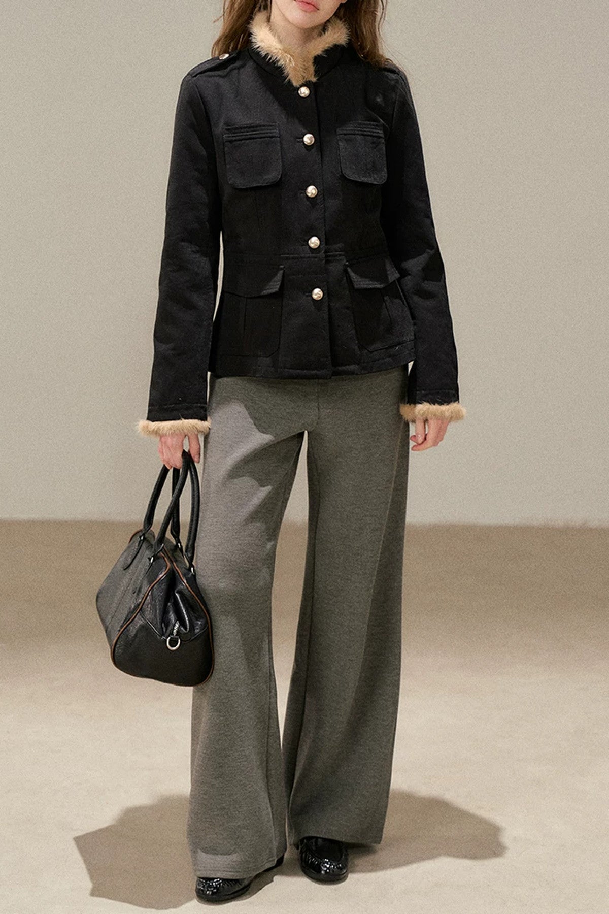 High-Waisted Wide-Leg Knit Pants