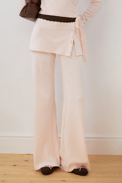 Layered-Look Slit Flared Pants