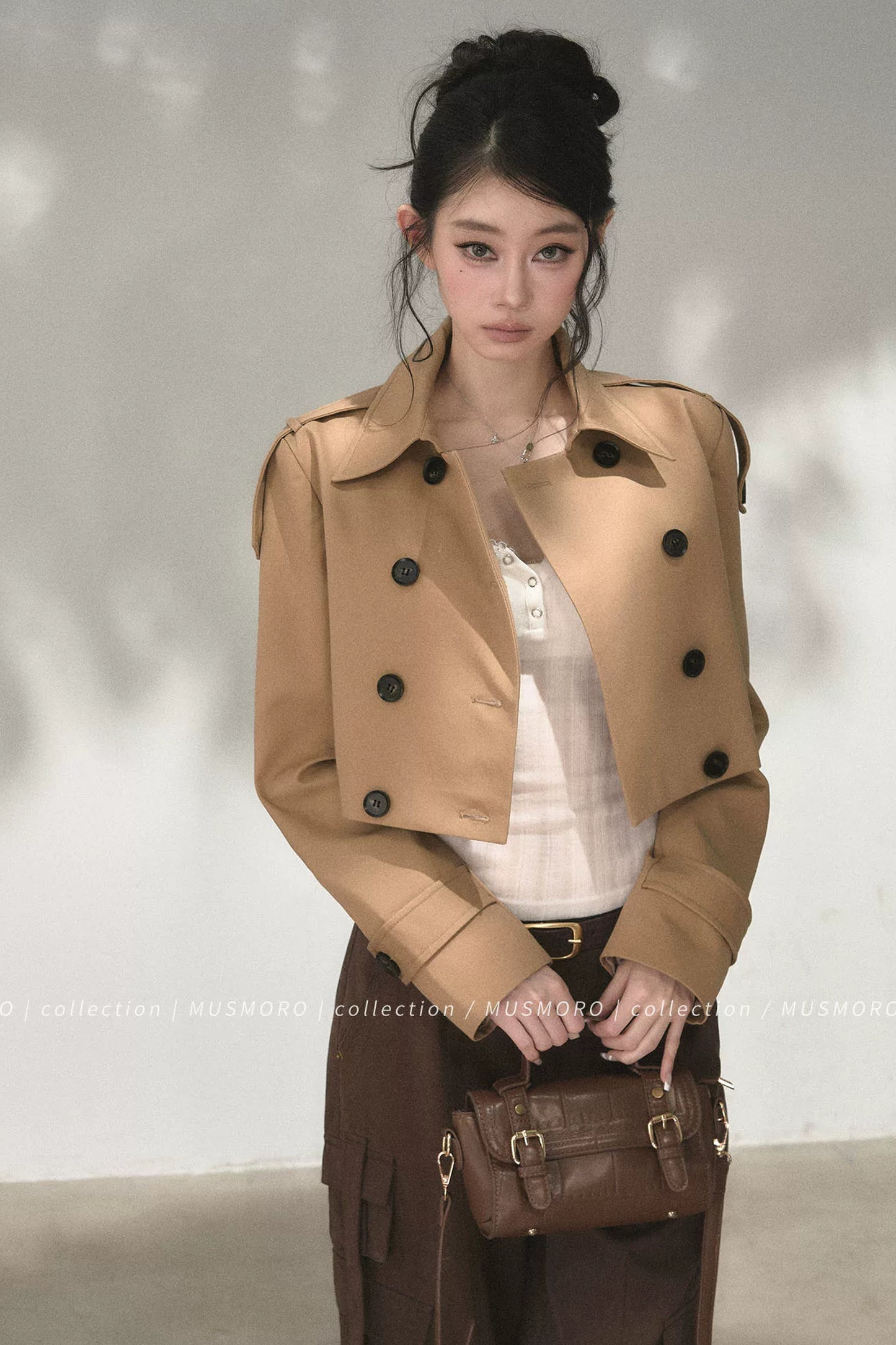 High-Waisted Double-Breasted Trench Coat