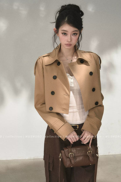 High-Waisted Double-Breasted Trench Coat
