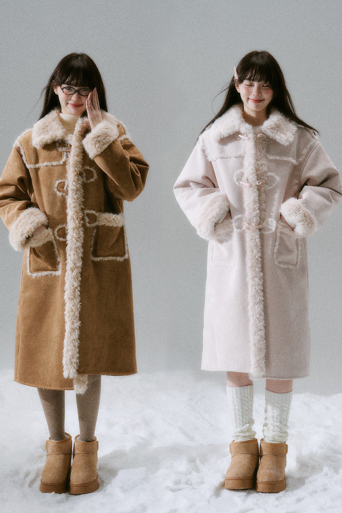 Manteau long à boutons en corne
