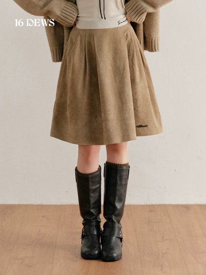 Faux Suede High-Waisted A-Line Skirt