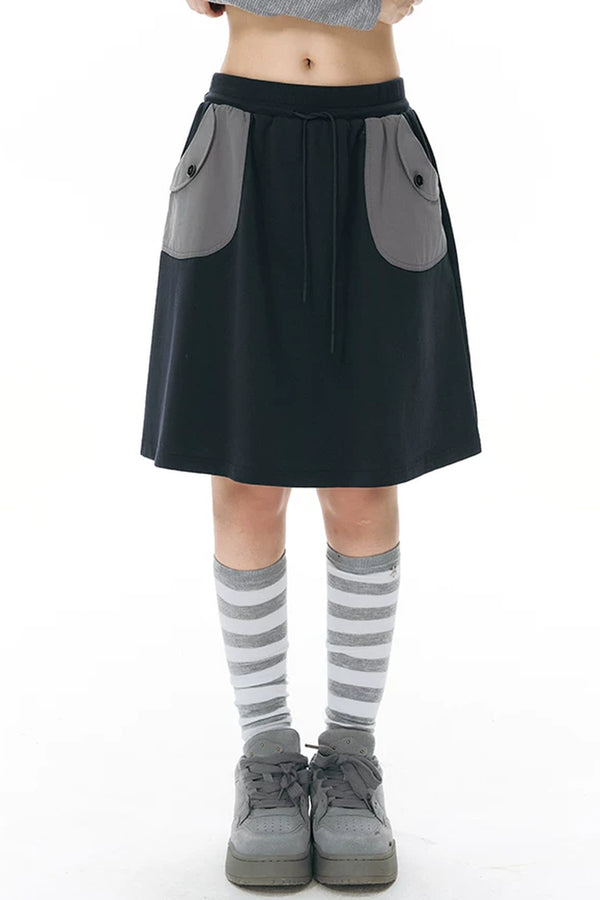 Navy Blue Pocket Sweat Skirt