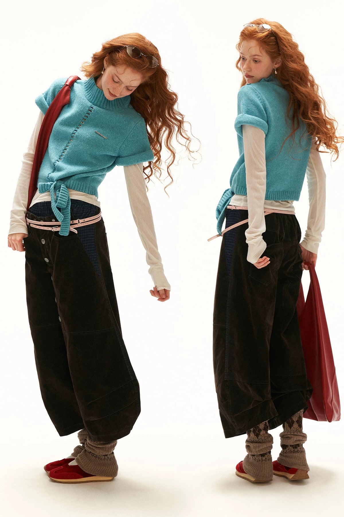 Jeans cropped a quadri con applicazioni floccate e a toppe