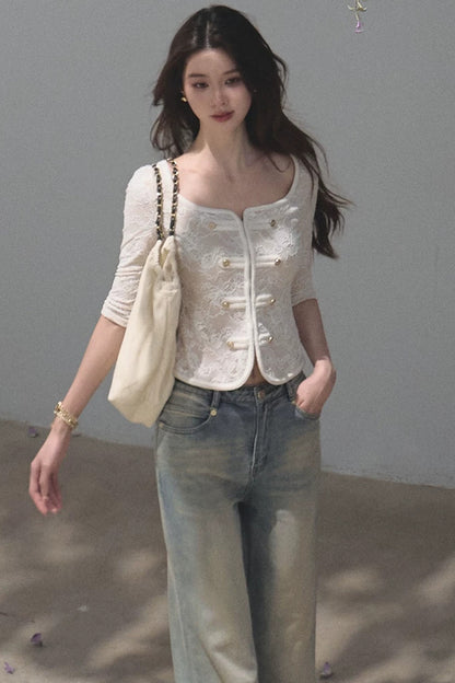 Napoleon Style Lace Knit Top