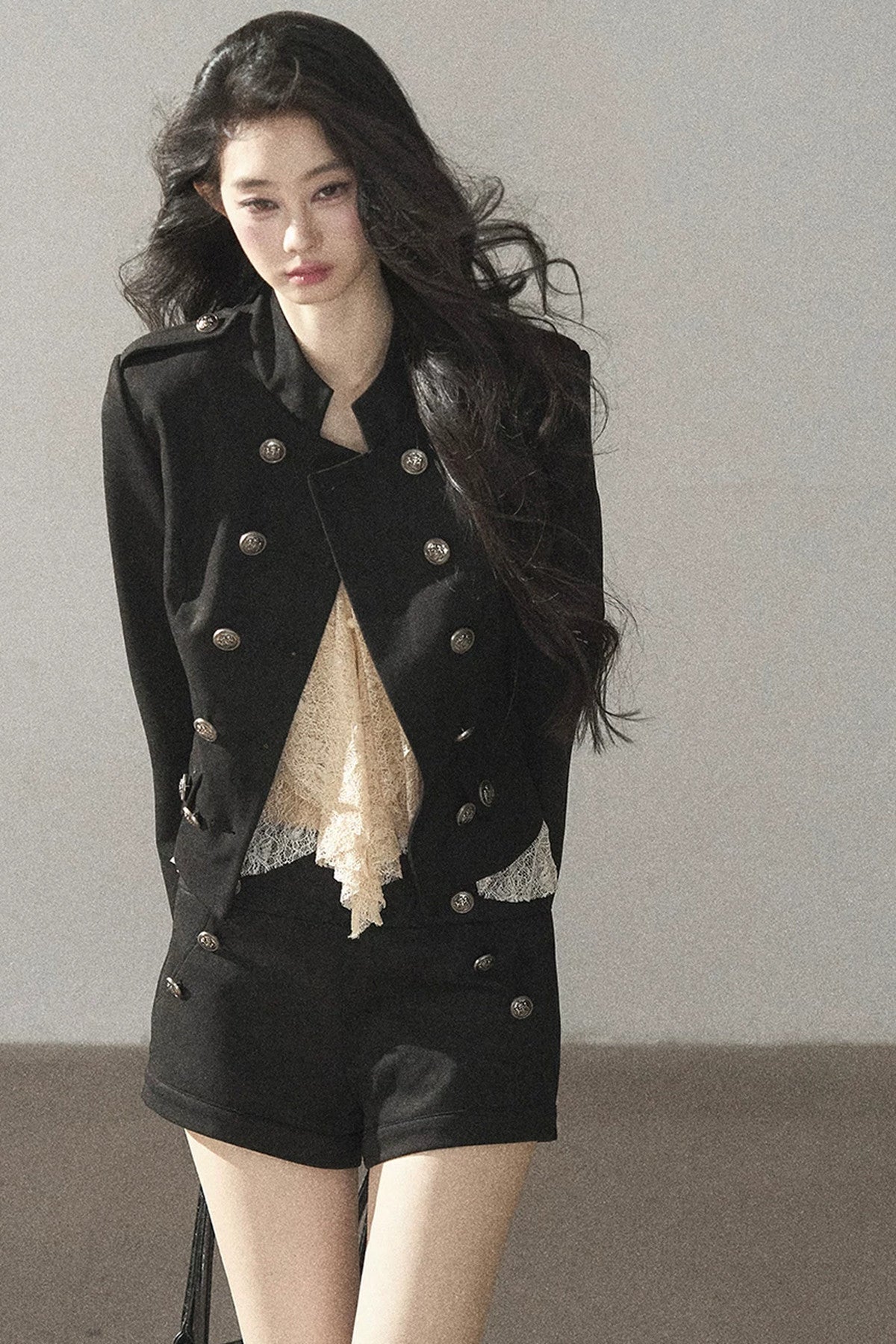 Ruffled French-Style Hollow-Out Blouse