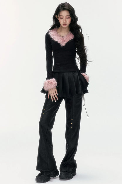 Flared Pants With Detachable Skirt