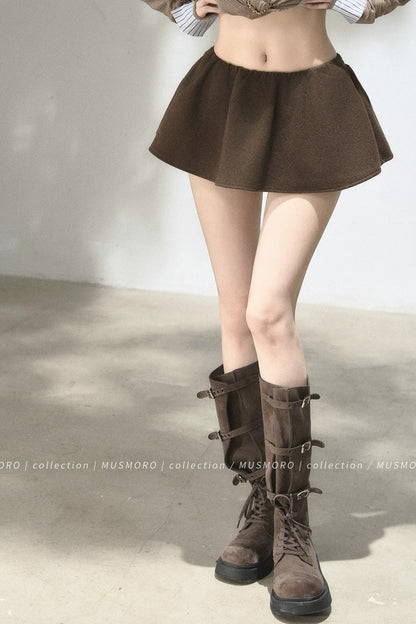 Elastic Waist A-Line Skirt