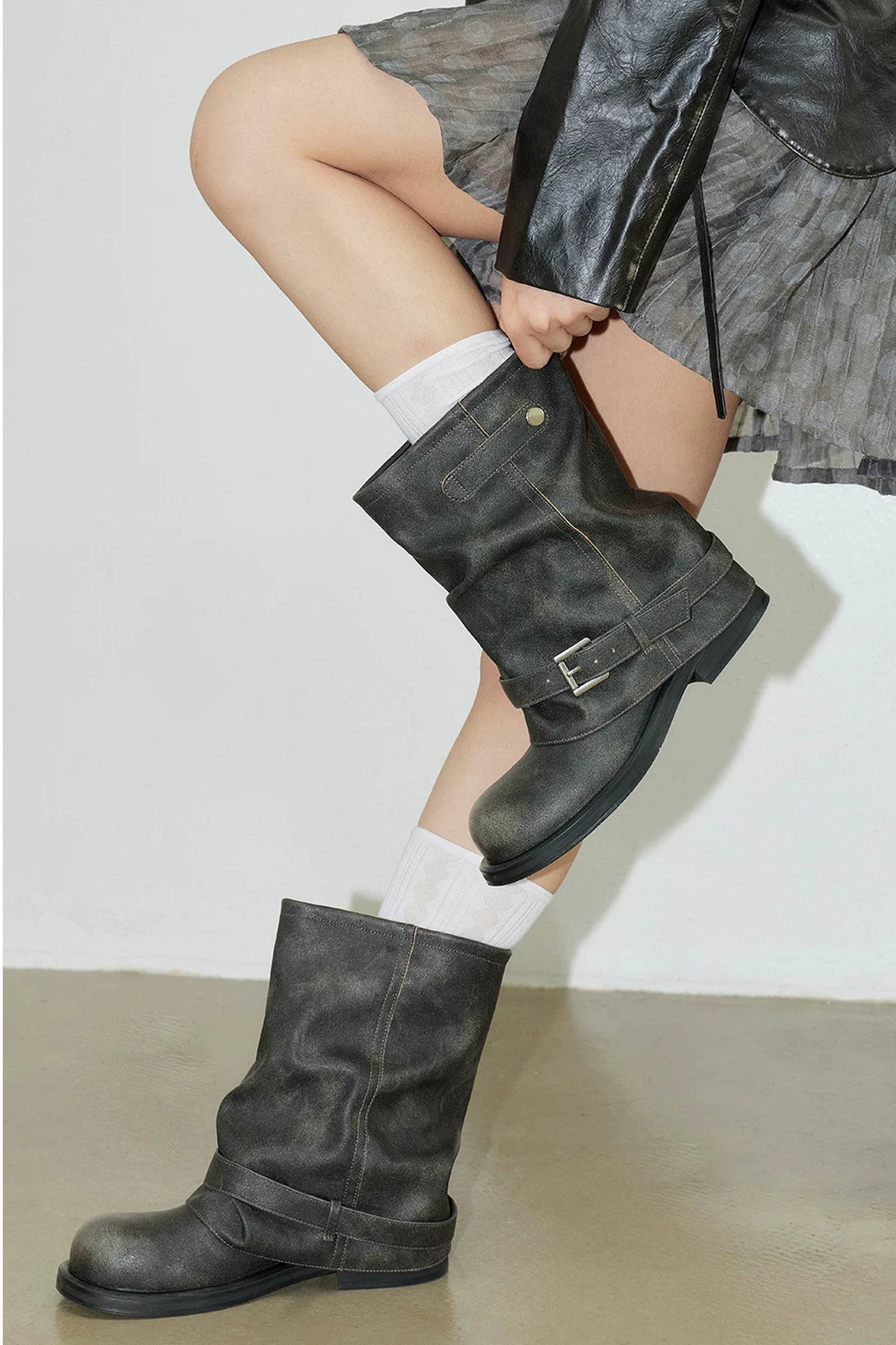 Pleated Slouch Boots