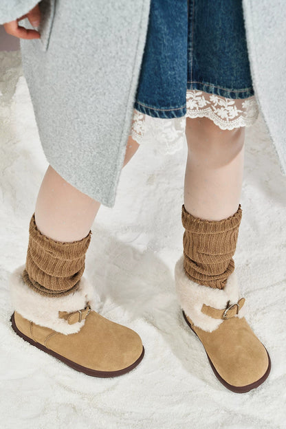 Fleece-Lined Flat Snow Boots