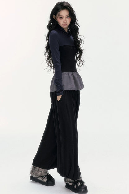 Tencel Wool Layered-Look Top and Lantern Pants Set-Up