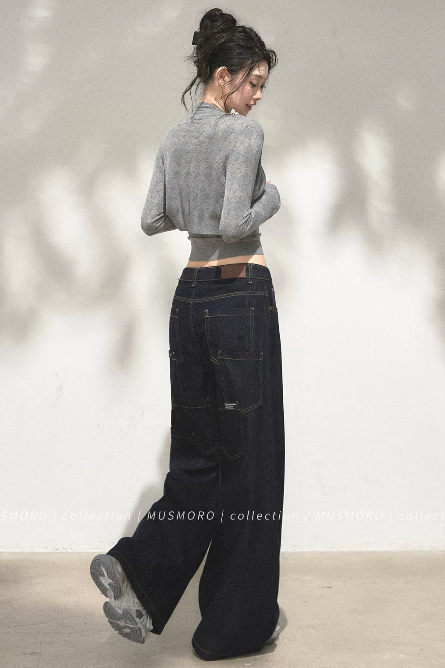 Grey Argyle Knit Cardigan With Camisole Set-Up