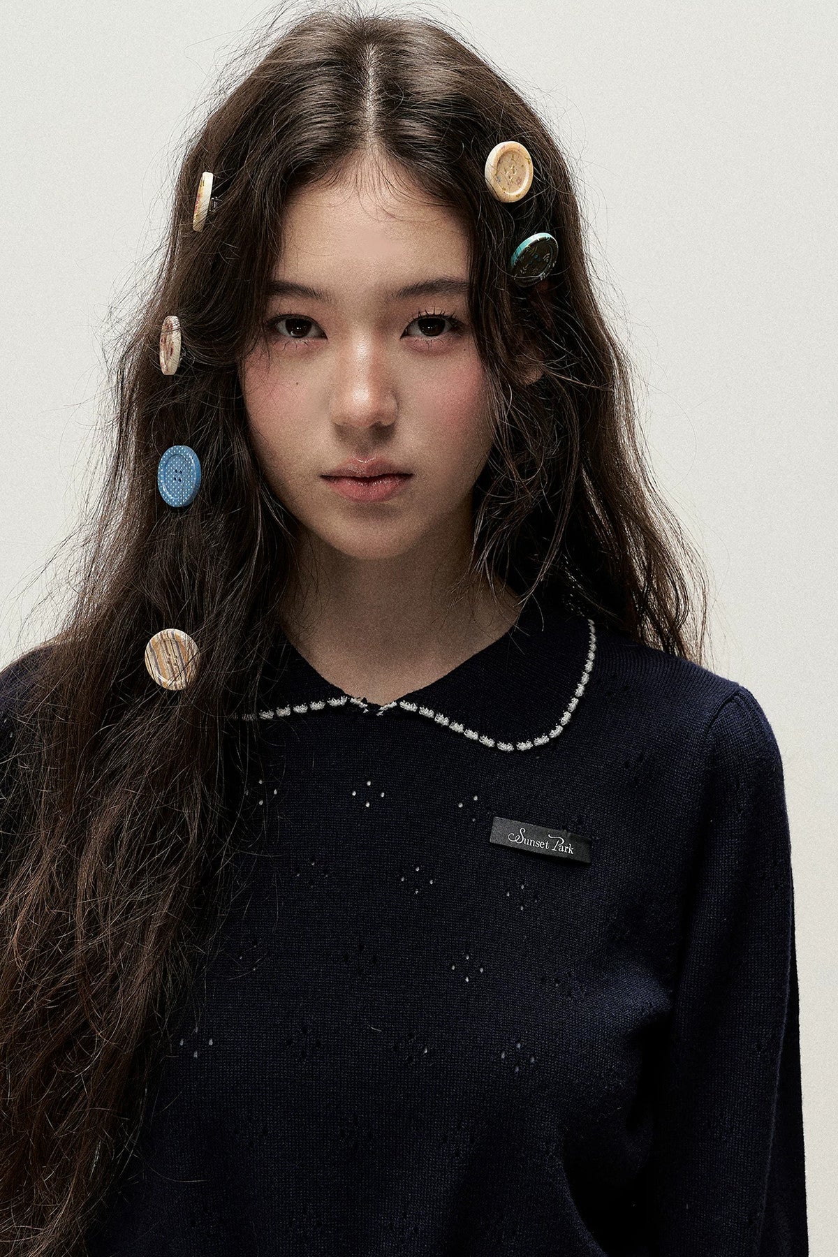 Plaid Polka Dot Button Hair Clip