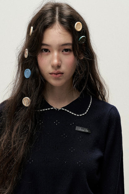 Plaid Polka Dot Button Hair Clip