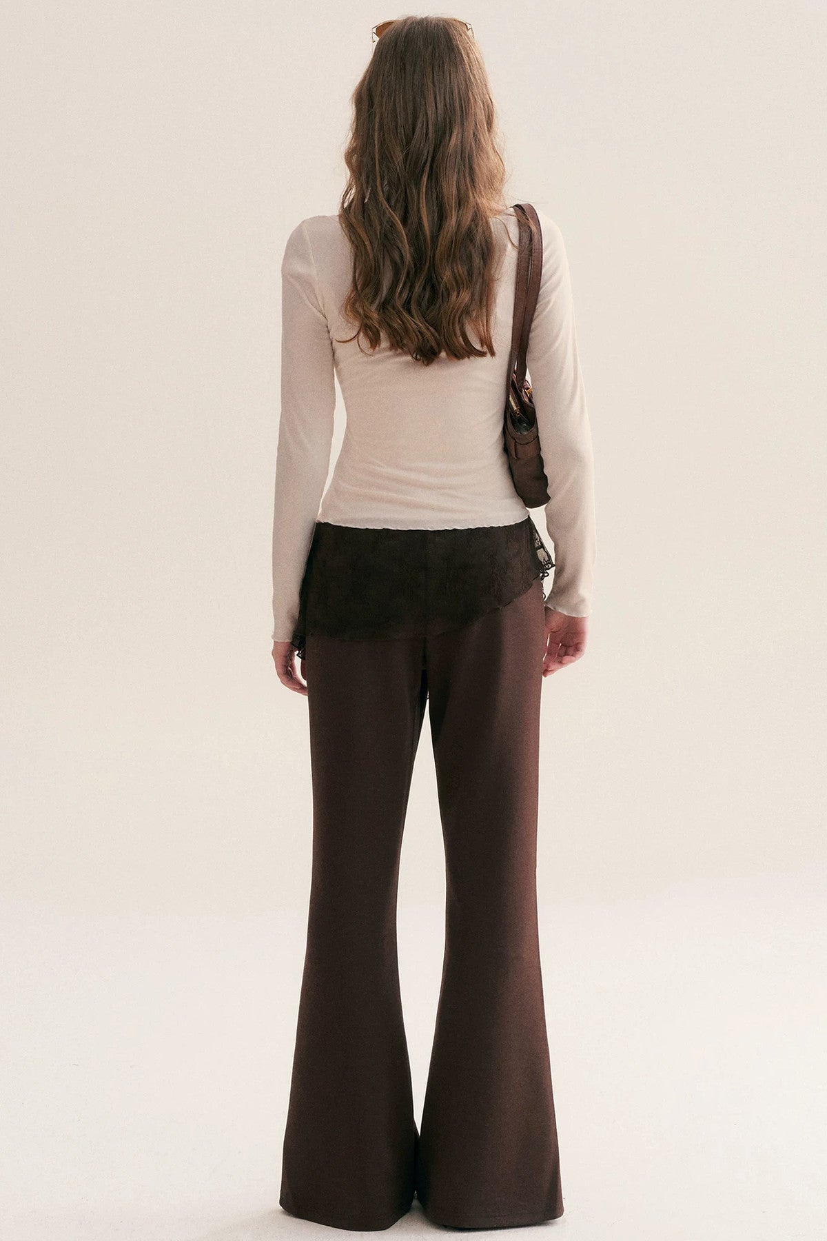 Layered-Look Lace Camisole Cross V-Neck T-Shirt