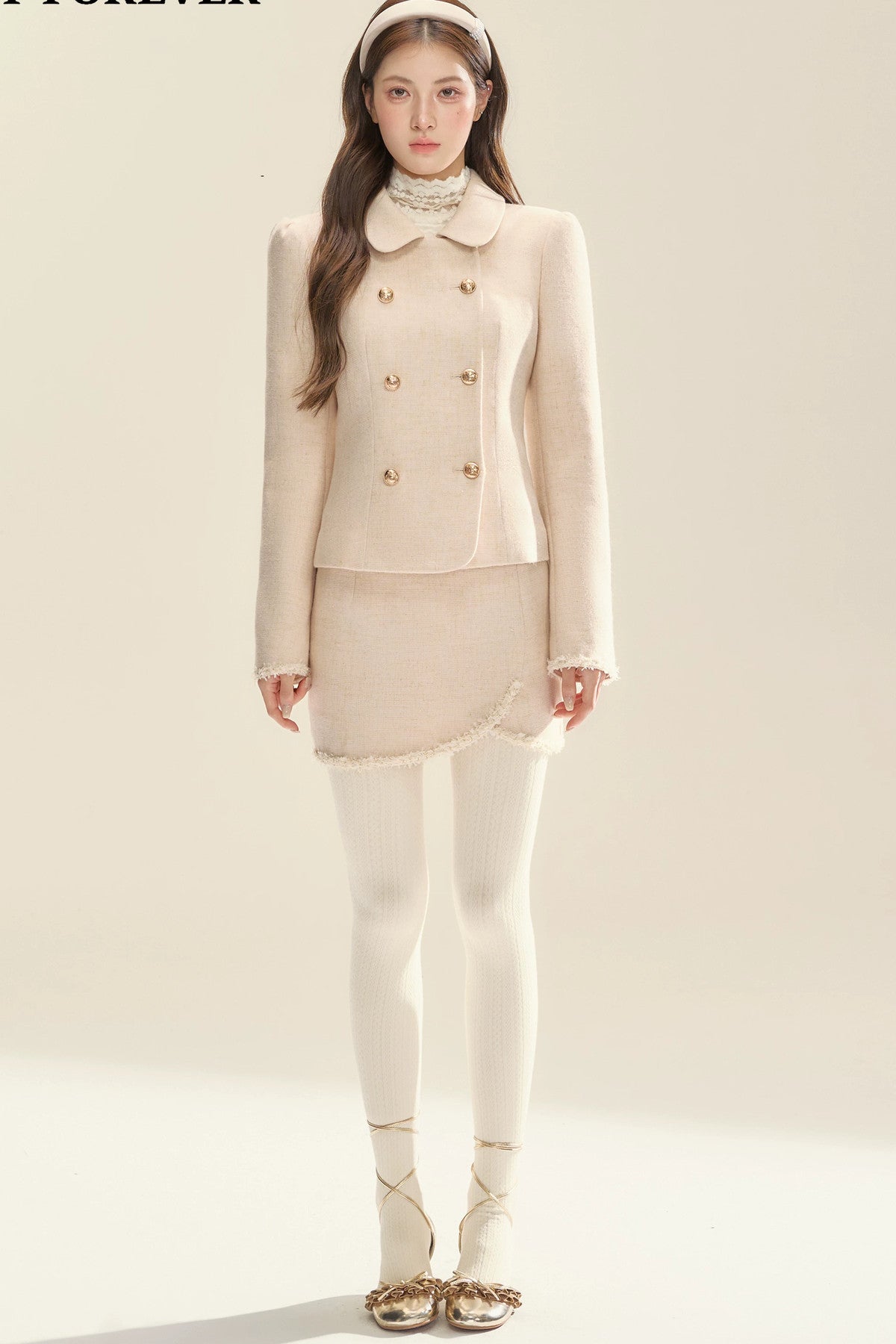 Apricot Pink Jacket and Skirt Set-Up