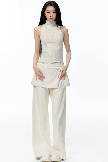 Matte Soft Faux Leather Bow Pants