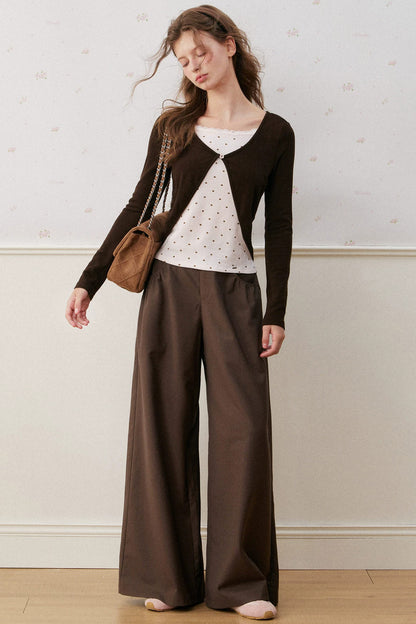 Rose Polka Dot Layered-Look Knit Top