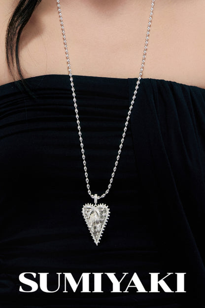 Lace Bowknot Heart Necklace