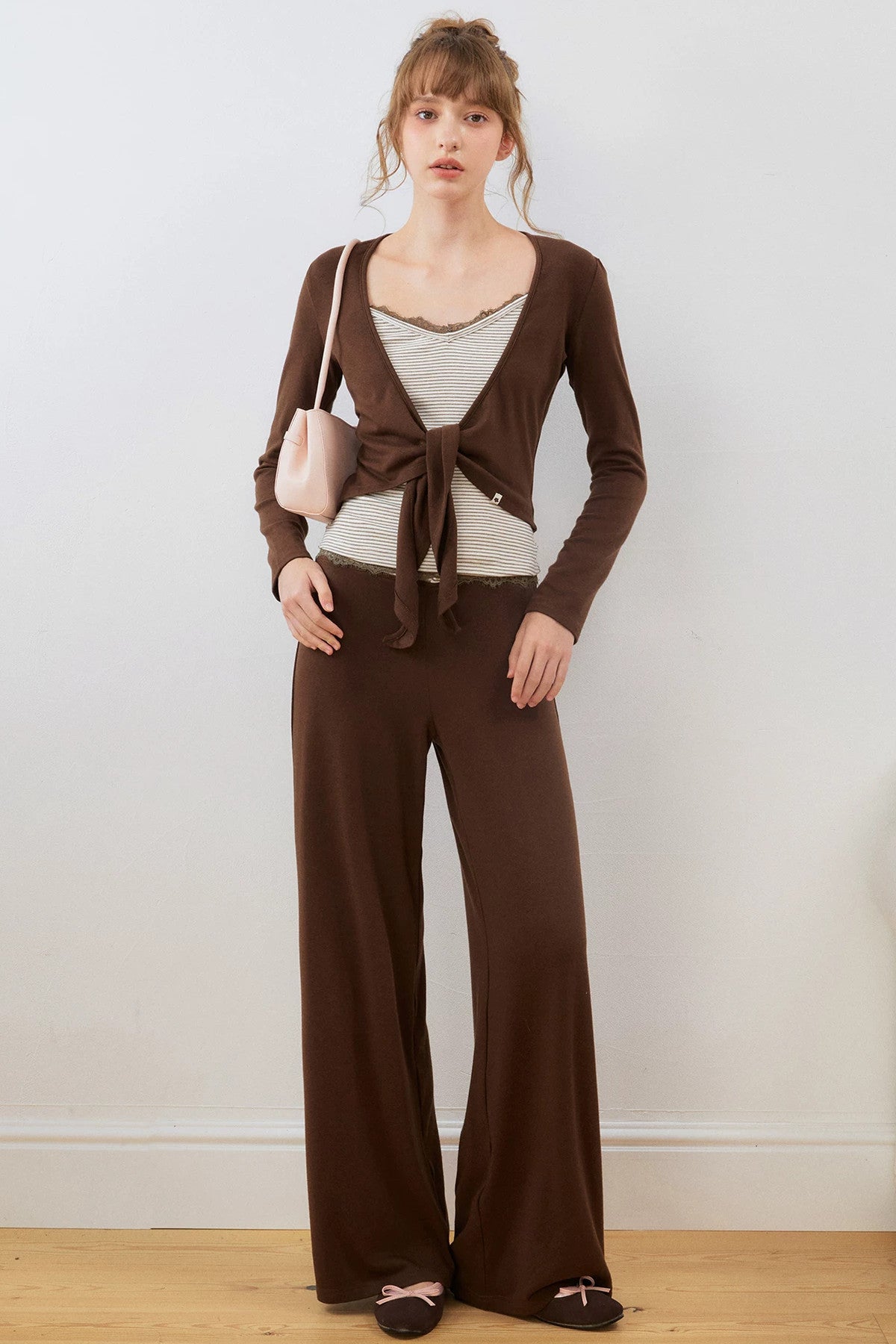 Lace Tie-Up Top and Pants Set-Up