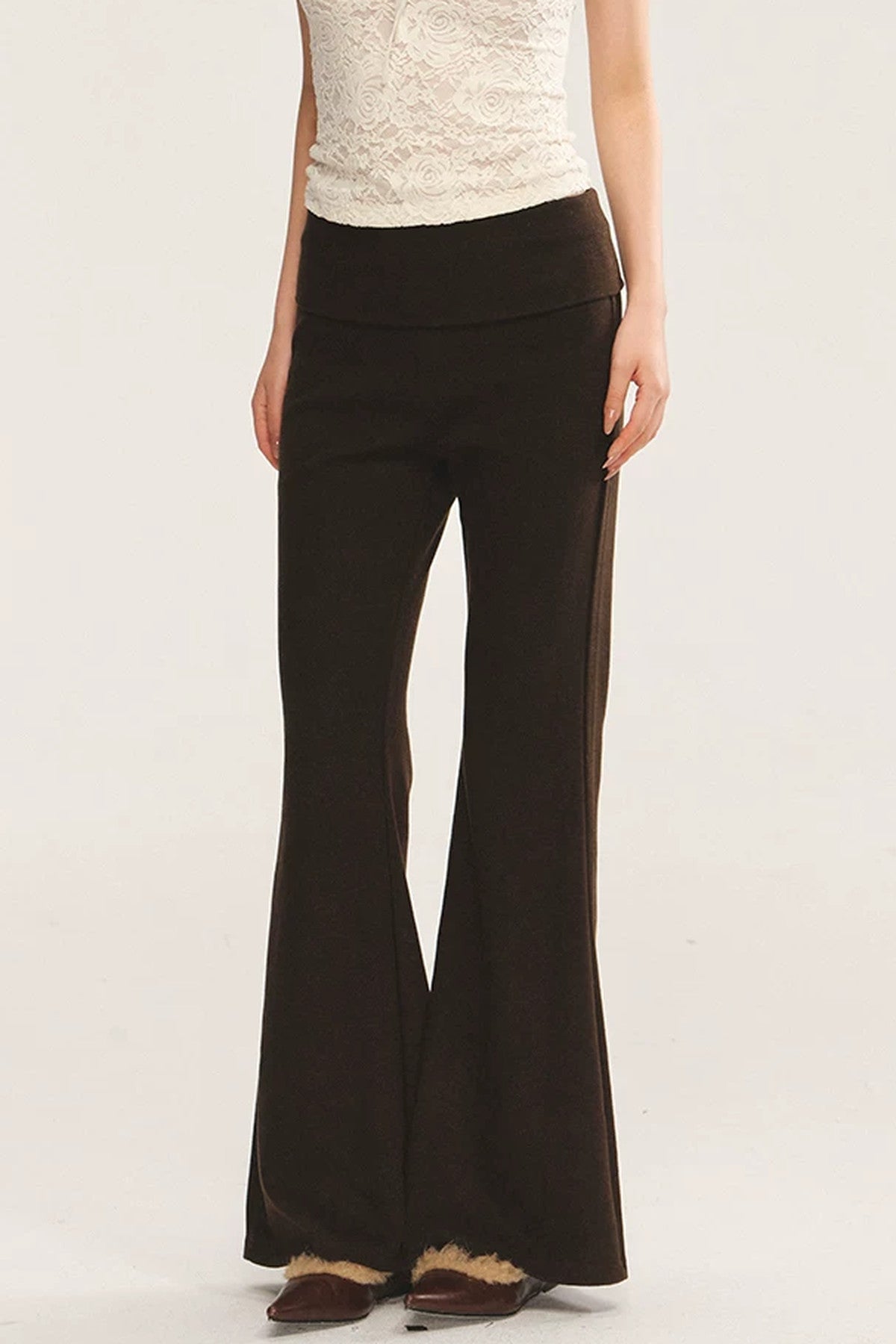 High-Waisted Slim-Fit Flared Pants