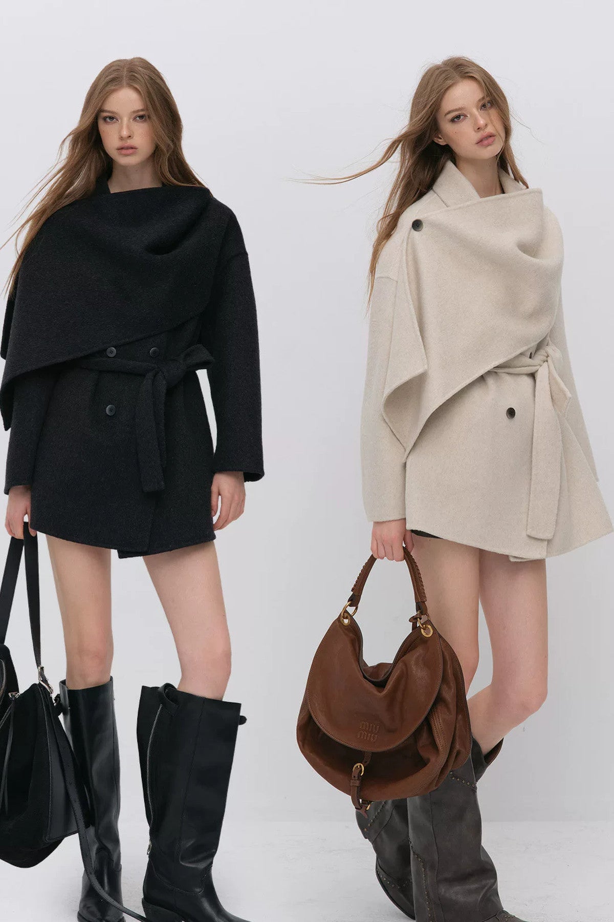Half Shawl Wool Coat