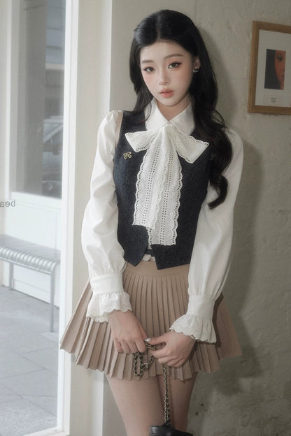 Vintage Pleated High Waist A-Line Skirt